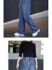 Autumn 2025 Women's High-Waisted Wide-Leg Jeans - Versatile, Casual, Drawstring, Floor-Length Style