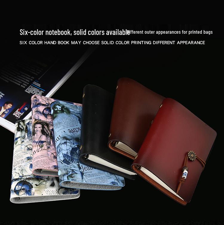Custom Logo Leather Strap Notebook - Retro Travel Journal & Office Pocket Notebook