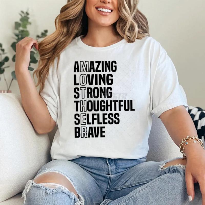 Mother Inspirational Quote Graphic T Shirts Gift for Mom Short Sleeve Tee Mom Life Tee Shirt Letter Print Mother’s Day T-shirts