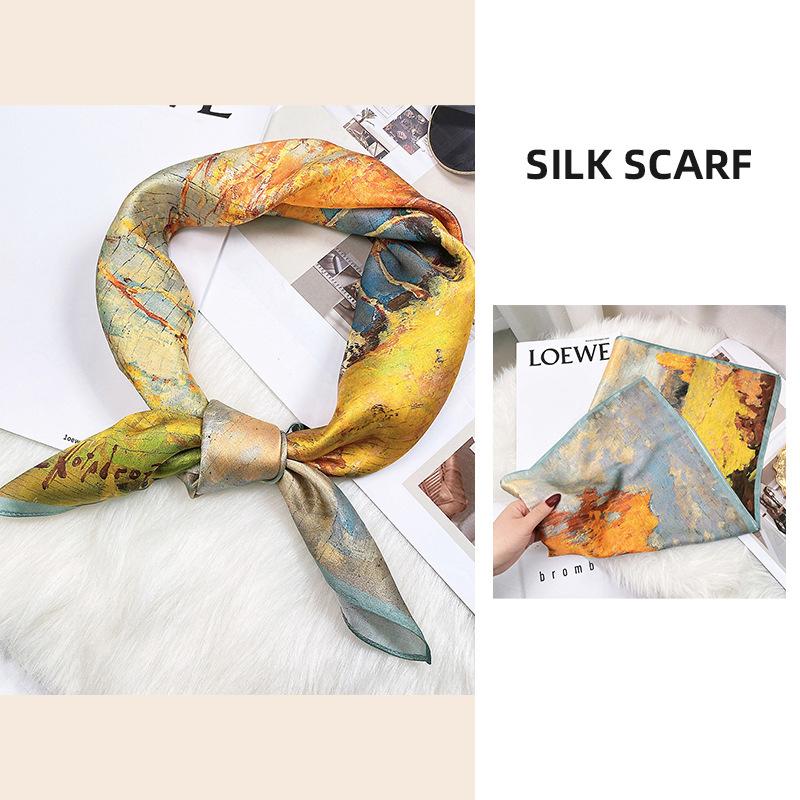 68*68cm 100% Mulberry Silk Scarf Luxury Printed Square Shawl Elegant Lightweight Soft Summer Fashion Accessory Women