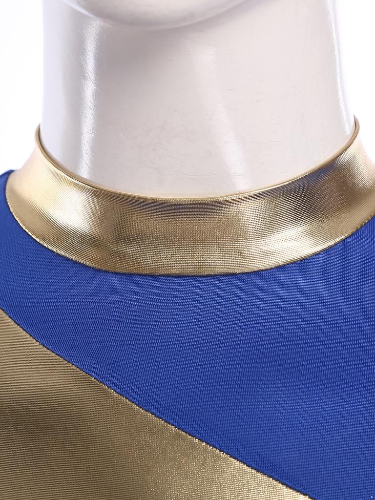 Womens Metallic Patchwork Worship Praise Dress Long Sleeve Irregular Hem Tunic Liturgical Lyrical Dance Costume