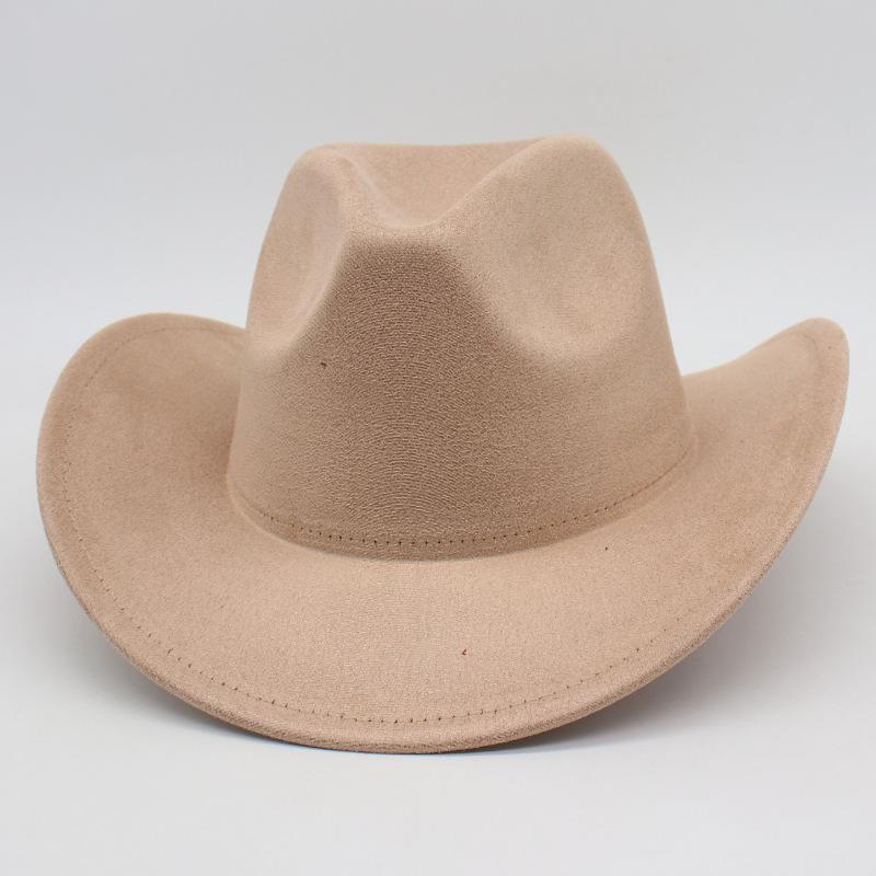 Top Hat New Amazon Hot-Selling Western Denim Curled Brim Concave Convex Top Retro Riding Hat Men'S And Women'S Woolen Felt Hat