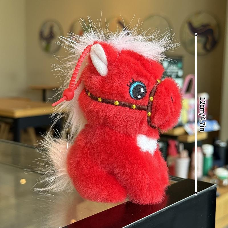 Cute Plush Horse Keychain Chinese New Year 2026 Hanging Pendant School Bag Lucky Spring Festival Couple Keyring Gifts