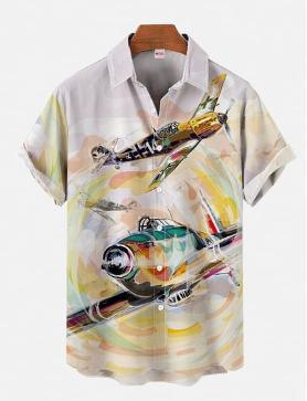 Fighter Series 1D Digital Printing Men's Hawaiian Shirt Short Sleeve Wholesale
