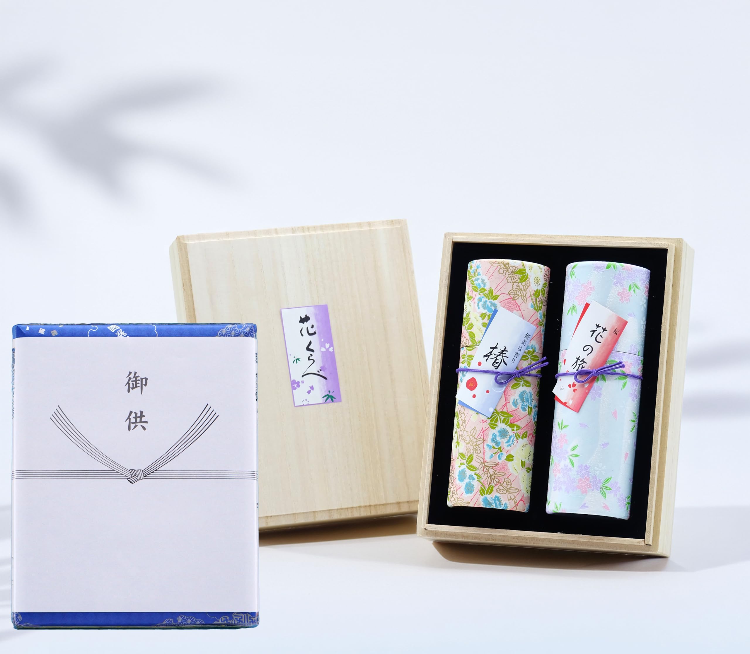 Eirakuya Hanakurabe Nisyukou (Sakura, Elegant Scent) Incense Set Luxury Paulownia Box, Low Smoke, Gift Wrapped with Noshi, For Obon, Mourning,