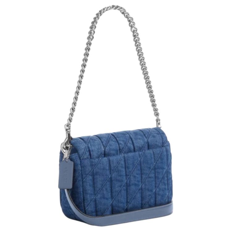 Coach Quilted Quinn Multi-Functional Premium Fabric Shoulder Bag Small Women Shoulder Bag Indigo CAK40-SVIN