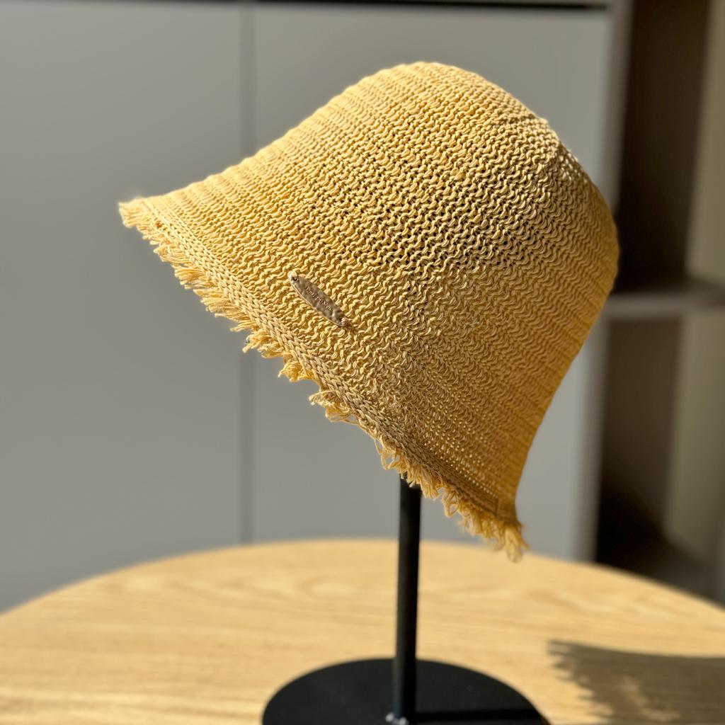 New Spring and Summer Hat Sun Hat Woven Seaside Bucket Hat Breathable Bucket