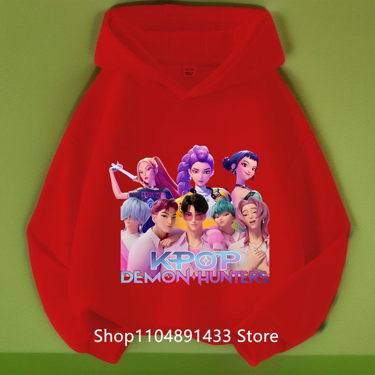 Kpop Dämonenjäger Kinder Logo Merch Hoodies Mädchen Jungen Sportliches Sweatshirt Langarm Lässiger Pullover ohne Kordelzug Hoodie
