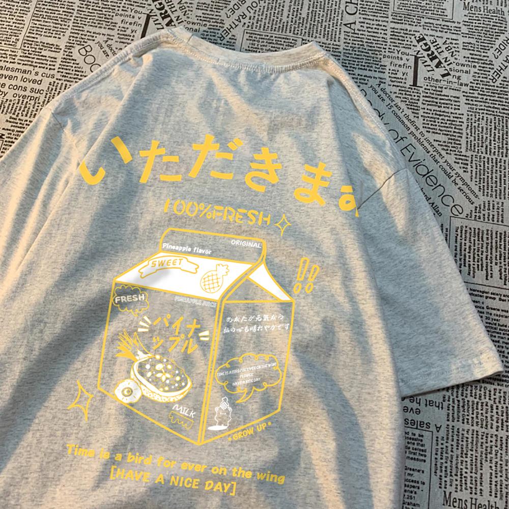 100% Fresh Pineapple Juice Time Is A Bird For Ever On The Wing Men Tshirt Casual Top Cotton Breathable T-Shirt Soft Loose Tees