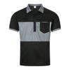 Fashionable Men's Casual Polo Shirt with Pocket Button, Long Placket, Collar, Striped Colour-Blocked Patchwork T-Shirt