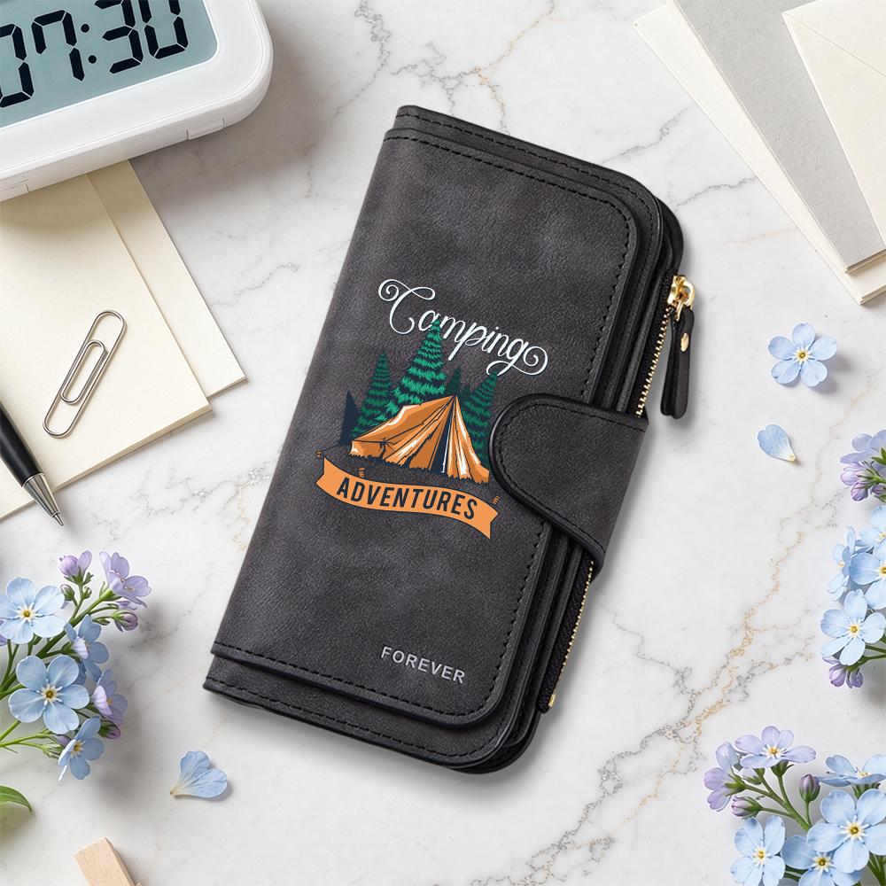 Camping Adventures Printed Long Wallet Casual Portable Purse for Daily Use