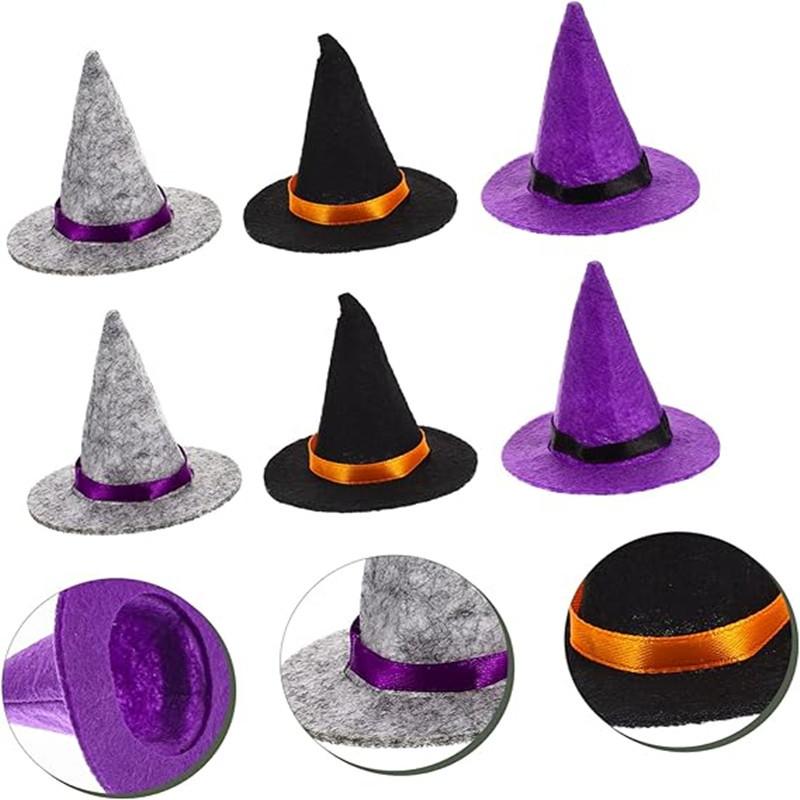 Fancyfamily 10pcs Halloween Mini Felt Witch Hat Bottle Decorations Festival Party Decoration Props
