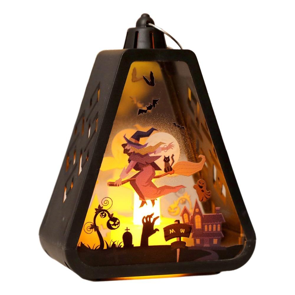 Battery Operated Halloween LED Lamp Plastic Handheld Lanterns Hanging Lantern Ghost Festival