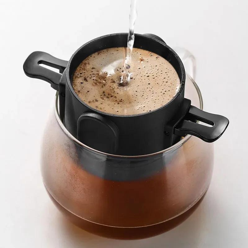 Portable Coffee Filter Foldable Drip Coffee Tea Holder Funnel Baskets Reusable Paperless Pour Over Stand Coffee Dripper Strainer