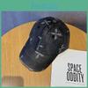 Retro Denim Washed Baseball Cap With Cross Print Design For Daily Casual Wear