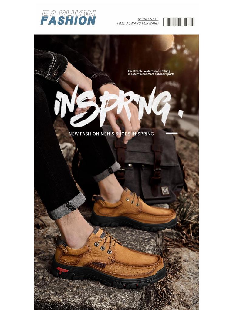 Men's Genuine Leather Thick Sole Hiking & Casual Shoes