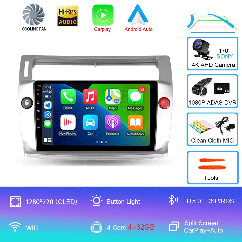 Car Radio Android 14 Carplay For Citroen C4 C-Triomphe Quatre 2004-2014 Multimedia Video 2Din DVD Stereo Speaker Audio Head Unit