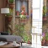 Ein altes italienisches Dorf voller Blumen, transparente Tüllvorhänge für Wohnzimmer, Küchendekoration, Voile-Organza-Vorhänge