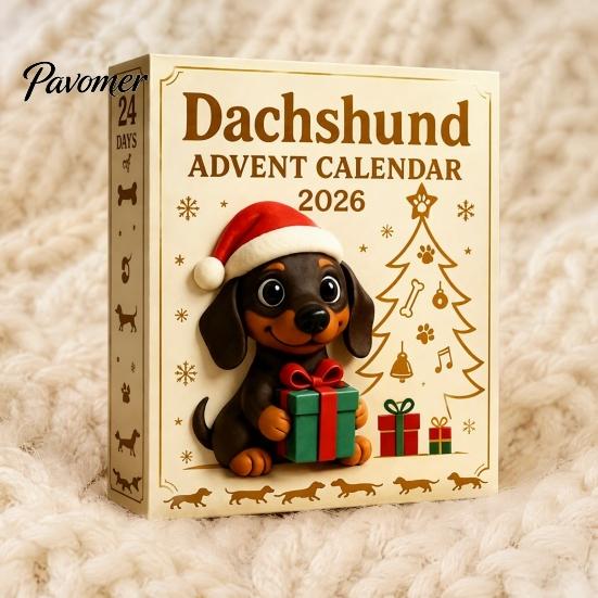 Home Holiday Atmosphere Decor 2026 Dachshund Advent Calendar, 24 Days 3D Collectible Dog Figures, Miniature Set Puppy Ornaments Christmas Countdown