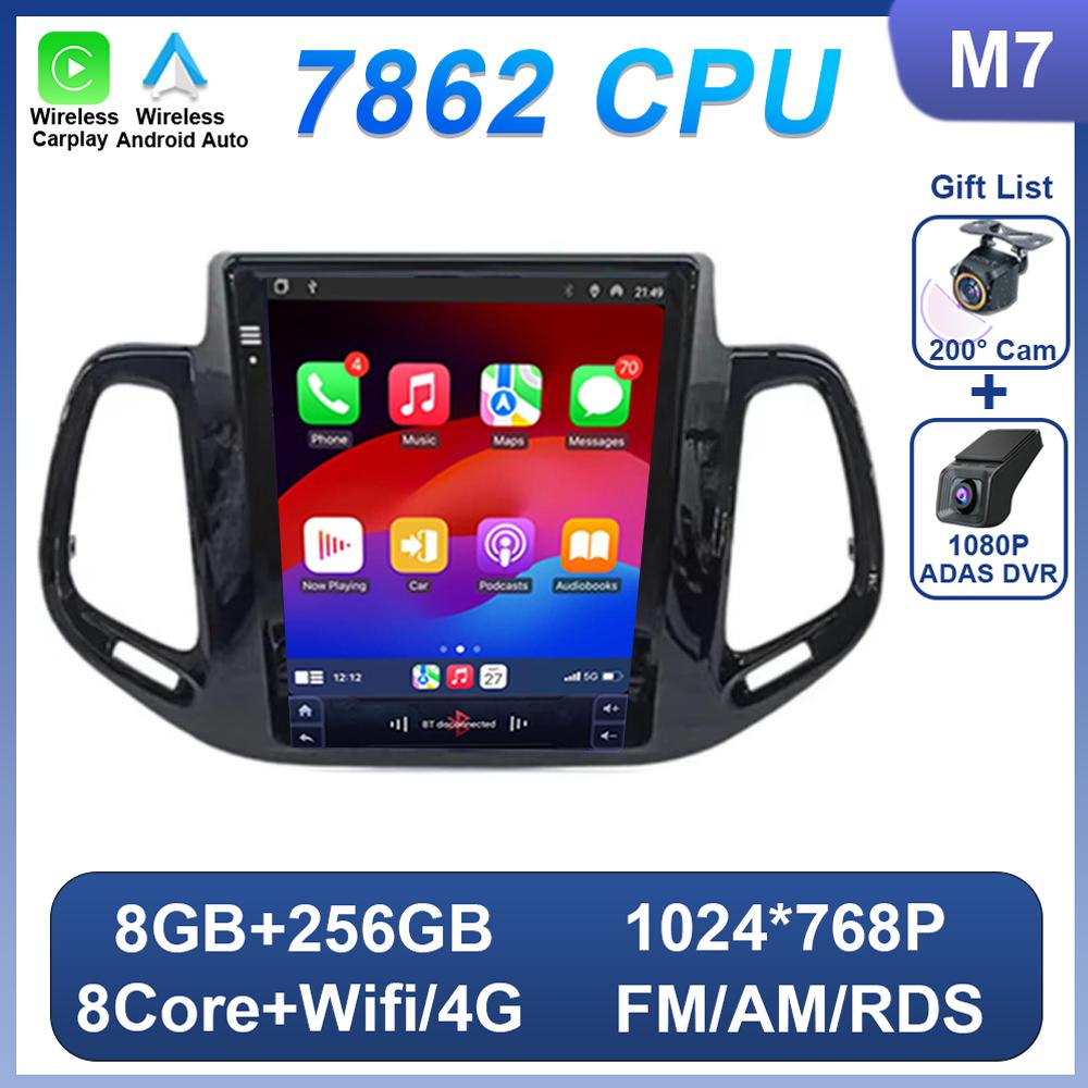 9.7 Inch Car Radio Android 14 For Jeep Compass 2 2016 2017 2018 Head Unit Multimedia Player GPS Navigation No 2 Din Bluetooth