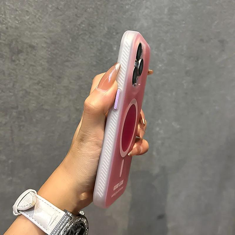 Carcasă de telefon MagSafe la modă, culoare bomboane, pentru iPhone 15, 15Pro Max, 14, 13 Pro, 12, 11, mată, cu încărcare wireless, rezistentă la șocuri