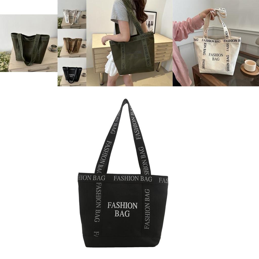 Trendy Street Style Canvas Tote Bag For Women With Letter Pattern And Stitching