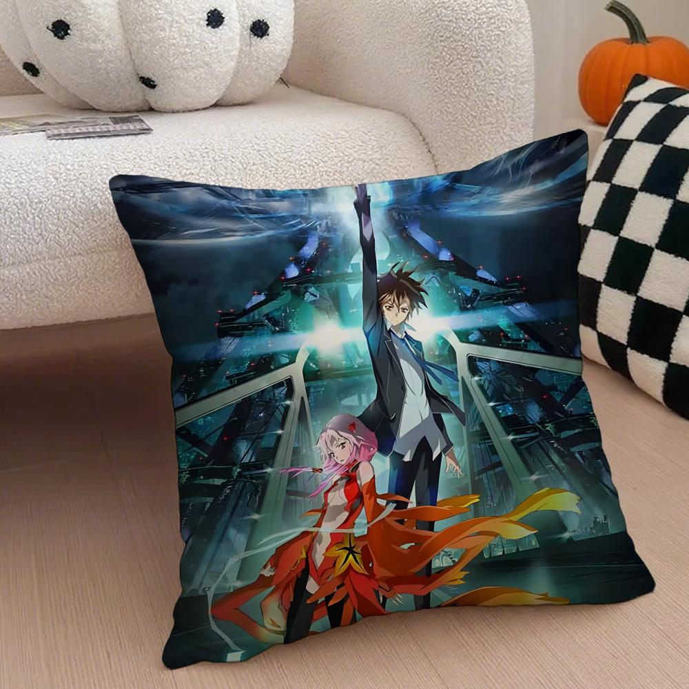Guilty Crown Pillow Case Anti-dustmite Pillowcase Invisible zipper silky short plush Sofa cushion cover