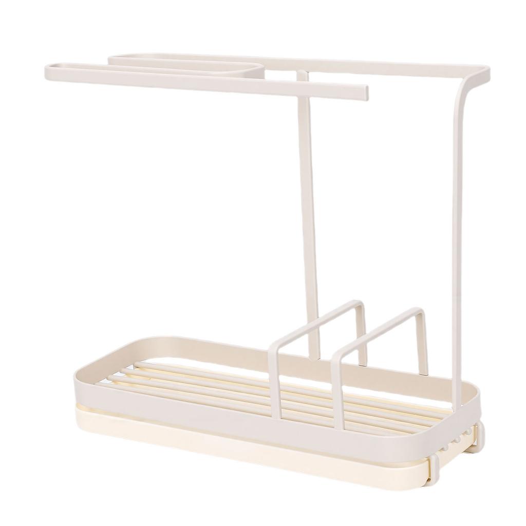 Kitchen Sink Multifunctional Metal Sponge Soap Brush Storage Rack with Towel Holder