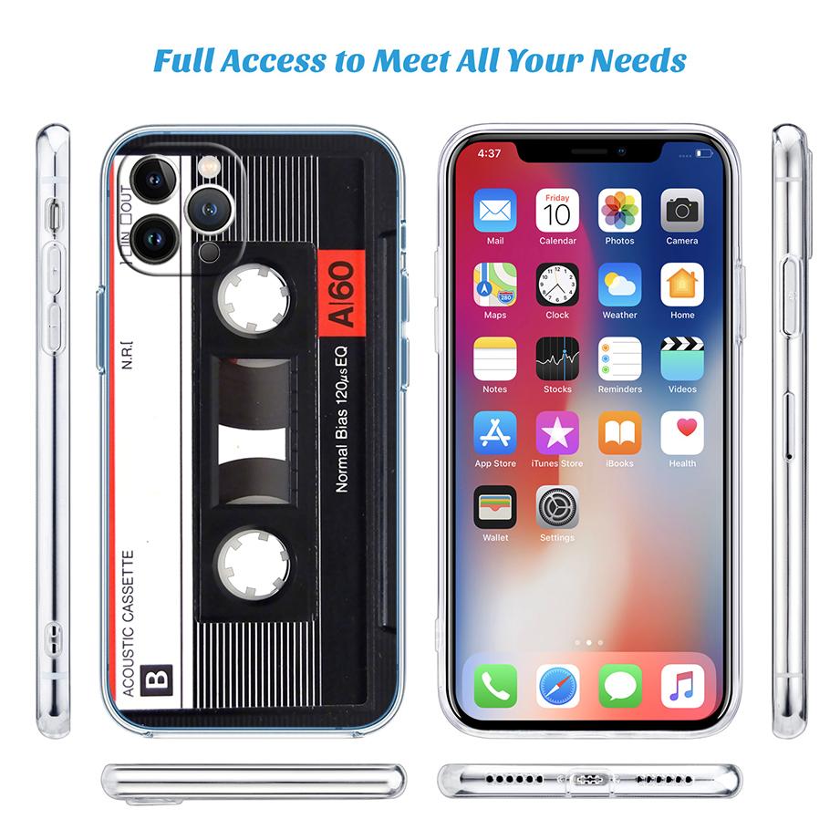 Cassette Vintage Boombox Tape Transparent Phone Case for Motorola Moto Edge 20 30 40 50 S30 Fusion Ultra Pro Neo Lite + G200 G23