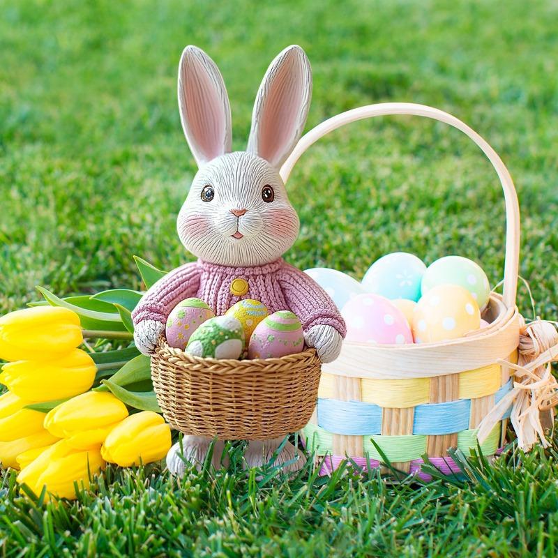 1PC Creative Garden Plug Rabbit Easter Egg Garden Decorative Plug Easter Atmosphere Decorative Props PVC