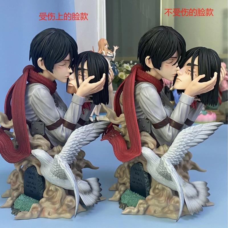 Attack on Titan - The Death Kiss & Mikasa Ackerman Head-Hugging Double Statue Figure Set, Room & Desk Decoration Anime Gift