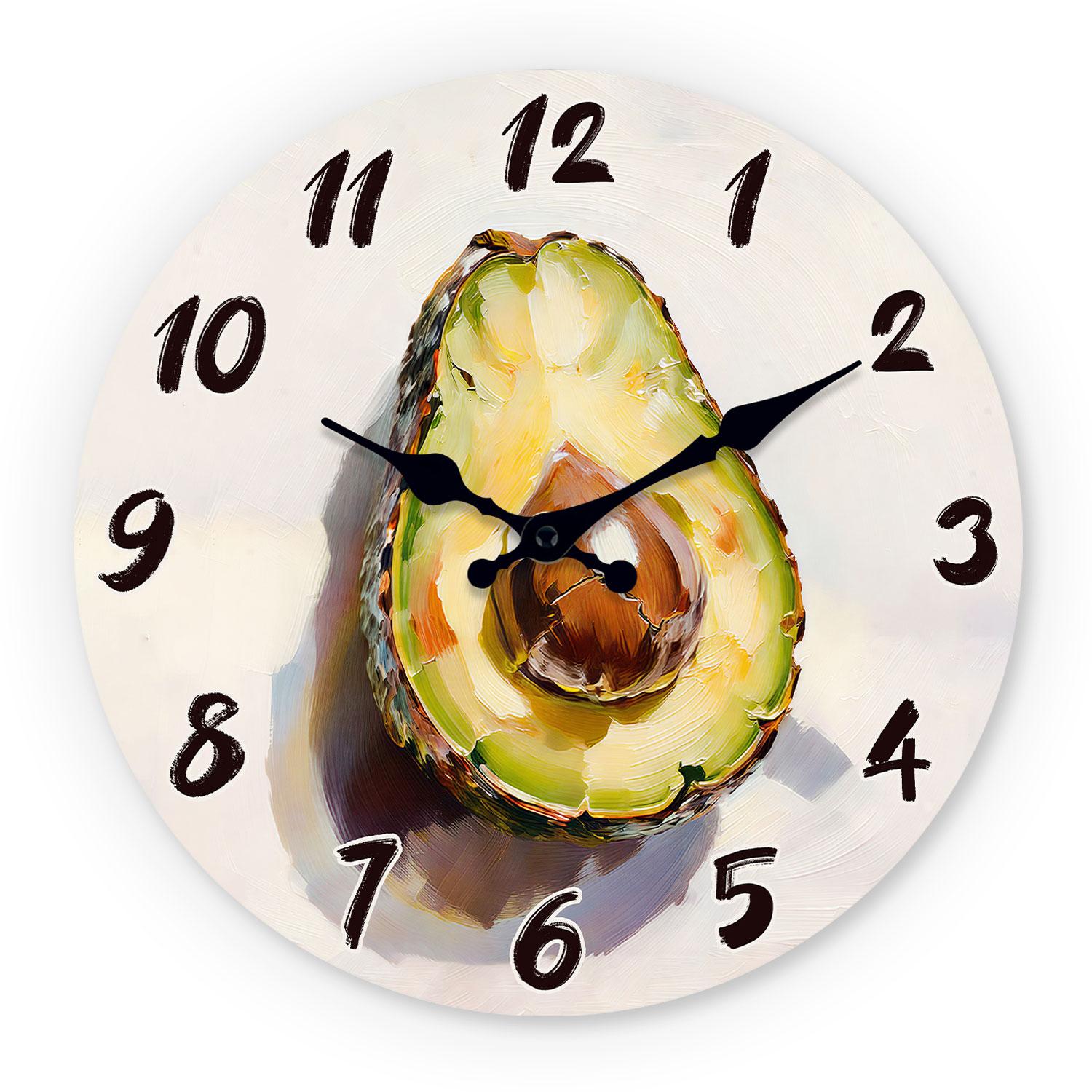 High-Quality Avocado High-Quality Pattern High-Quality Wooden High-Quality Wall High-Quality Clock, 10-16Inch High-Quality Silent High-Quality Wall (as the picture,10Inch)