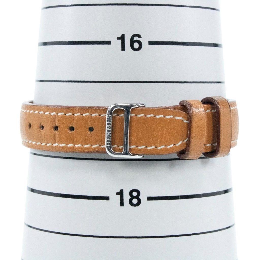 Used Working item Hermes Watch Rechargeable Auto Quartz 3 Hand Ladies Nomade N01.210 White Silver Brown Stylish Beautiful