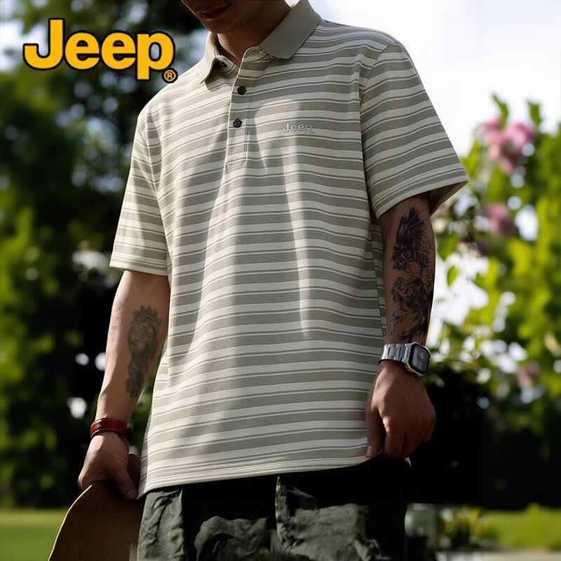 Jeep Men's Thin Breathable Embroidered Polo Shirt