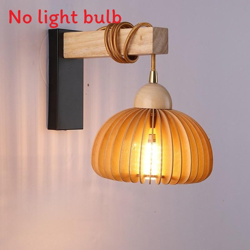 

Pumpkin Shape Bedside Wall Lamp With Wooden Frame For Cozy Bedroom Atmosphere Style 4
