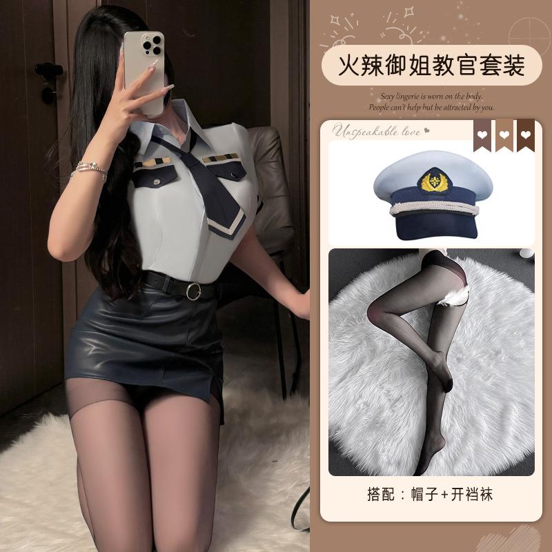 Xianyi Erotic Underwear Pure Desire To Wrap Buttocks Stewardess Uniform Large Size Seduction Policewoman Sexy Suit Nightclub Clothes 598