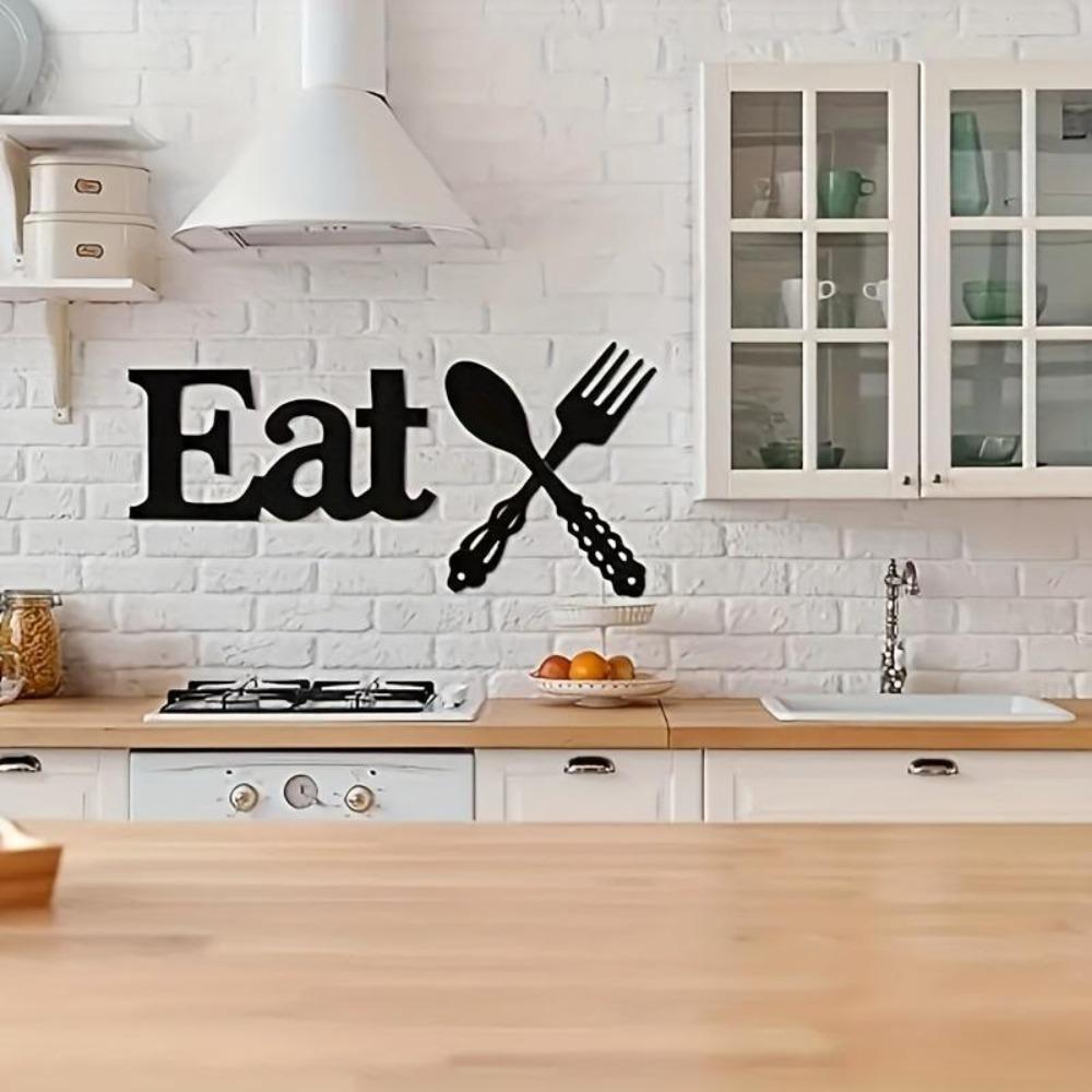 Iron Wall Art EAT Sign Farmhouse Kitchen Decor Rustic Utensils Gift