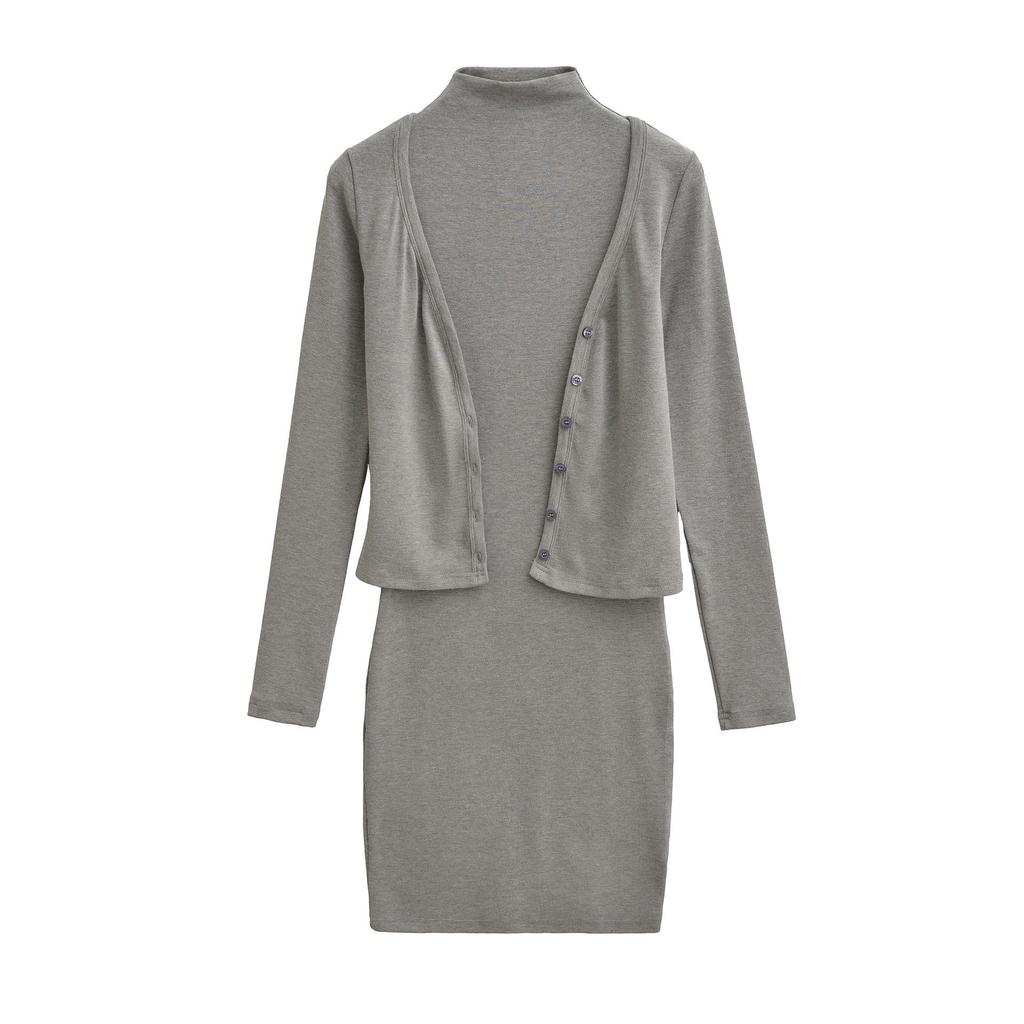 Spring 2026 Women's Spicy High-Waisted Sleeveless Bodycon Dress & V-Neck Cardigan Two-Piece Set