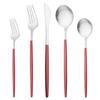 5Pcs/Set Pink Gold Tableware Stainless Steel Matte Dinnerware Cutlery Set Flatware Knife Dessert Fork Spoon Kitchen Accessories For Home