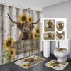 Printed Bathroom Shower Curtain Waterproof and Mildew-proof Shower Curtain Bathroom Dry and Wet Separation Shading Warm Shower Curtain