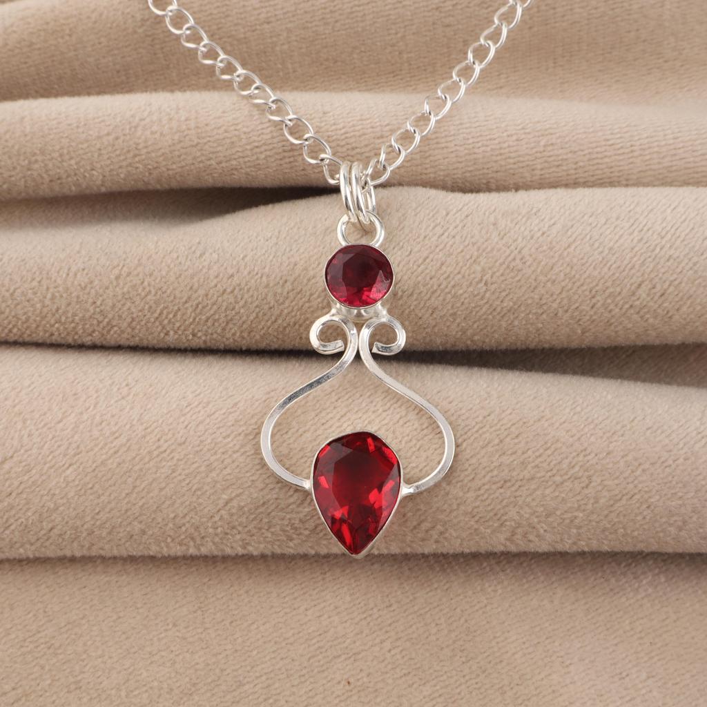 Pink Rubellite Gemstone 925 Solid Silver Handcrafted Jewelry Women Pendant 1.60" For Birthday Gift PP-13-11