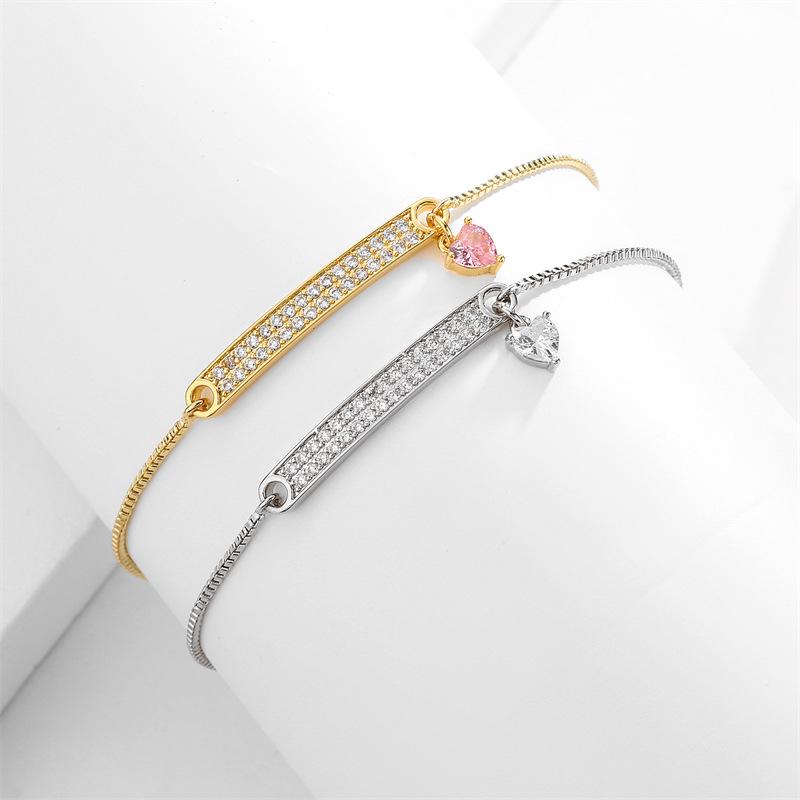 Summer High-end Exquisite Double-row Heart Pendant Bracelet with Micro-inlaid Cubic Zirconia for Women