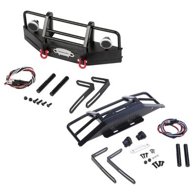 Anti-Crash Metal Front Bumper with Light & Wire Optional Trailer Hook Upgrade Spare Part for RC Climber 1/10 TRX4 SCX10