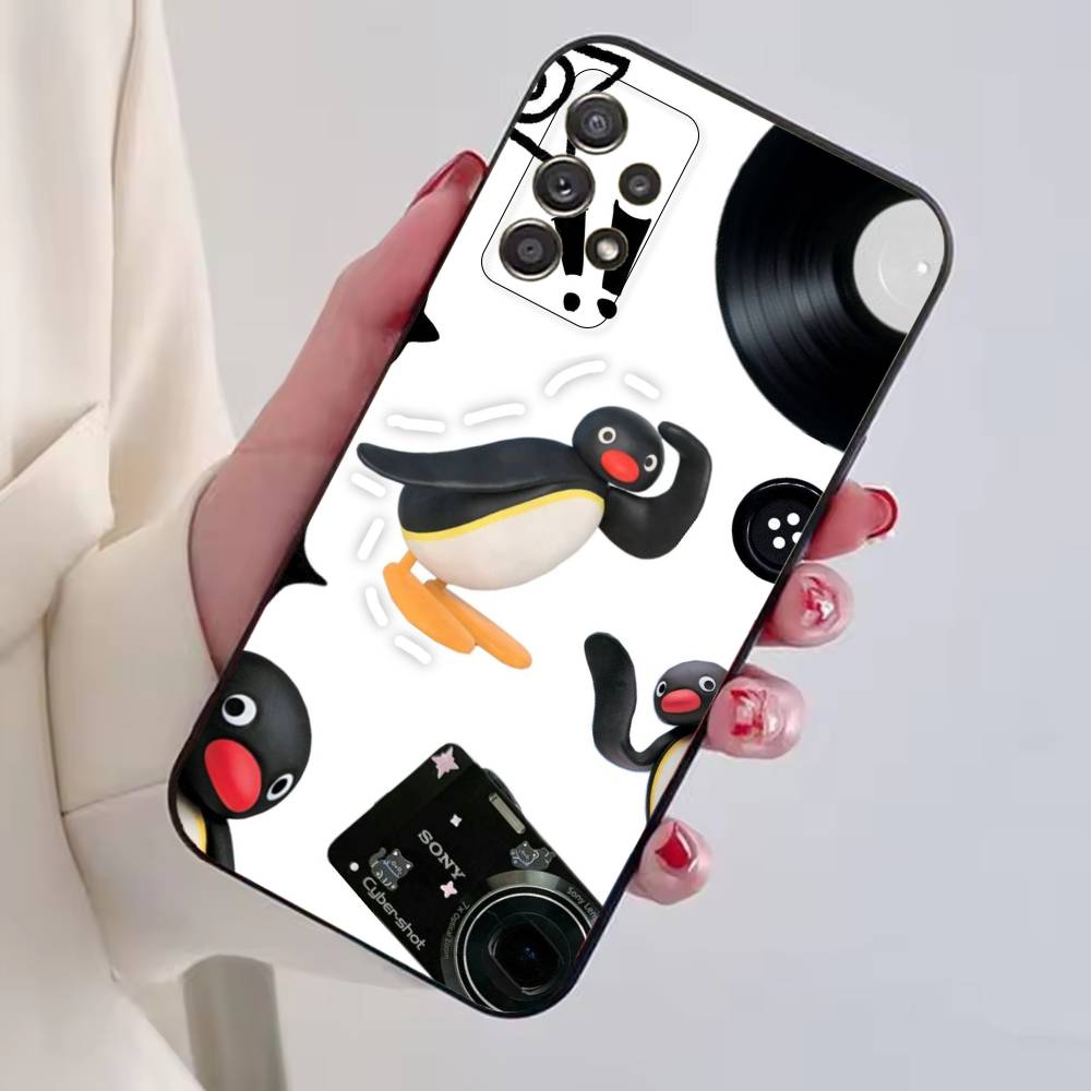 Cute P-Penguin Pingu Phone Case For Samsung S25,S24,S21,S22,S23,S30,Ultra,S20,Plus,Fe,Lite,Note,10,Black Cover