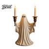 Artistic Ghost Sculpture Cute Candle Holder for Halloween Resin Tealight Candlestick Taper Figurine Home Table Decor & Spooky Atmosphere Accessory
