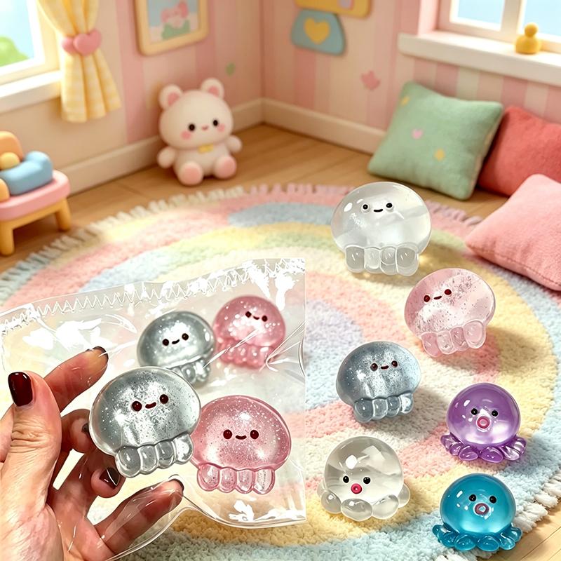 Taba Squishy Quallen Oktopus Spielzeug - Transparent Niedlich Sensorisches Fidget für Schreibtisch Fokus