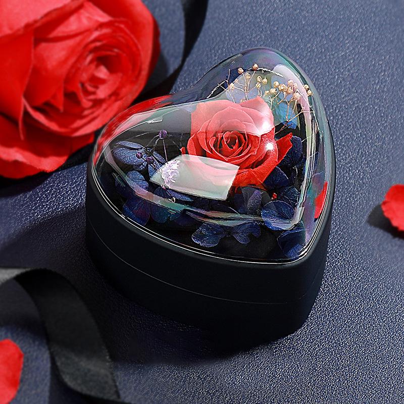 1Pc Marriage Proposal Creative Design Valentine's Day DIY Jewelry Box Romantic Preserved Flower Rose