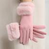 Women's Suede Velvet Bowknot Touchscreen Gloves - Warm & Cozy for Autumn/Winter