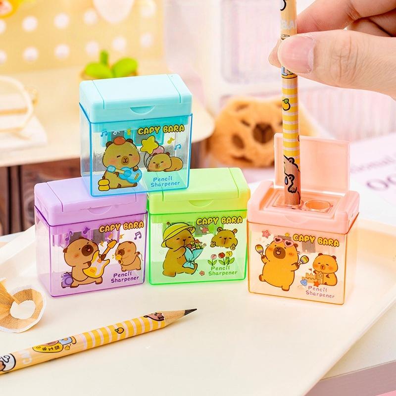 1/4Pcs Cartoon Capybara Double Hole Pencil Sharpener Kawaii Student Stationery Office Supplies Mini Pencil Sharpener For Kids