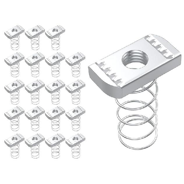 20 шт. Гайки для профиля 3/8 -16, Пружинные конические гайки для профиля, Легко найти крепления для солнечных панелей, Длинные пружинные гайки с электро 20